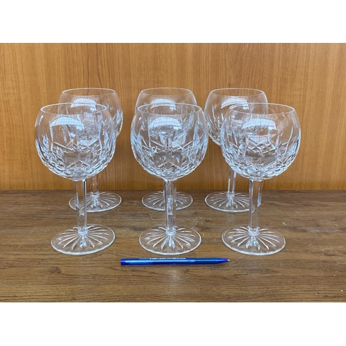 184 - x6 Waterford Oversized Crystal Wine Glasses, Signed