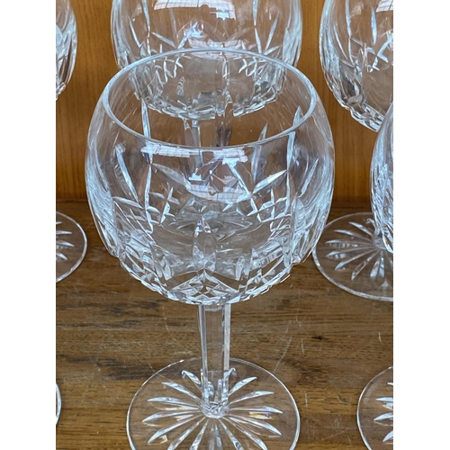 184 - x6 Waterford Oversized Crystal Wine Glasses, Signed