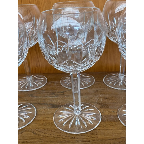 184 - x6 Waterford Oversized Crystal Wine Glasses, Signed