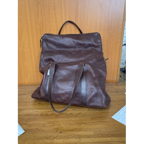 235 - Massimo Dutti New York Fifth Avenue Collection Beautiful Brown Leather Travel Bag