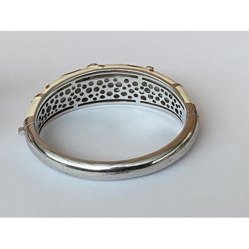 294 - Silver 925 Folli Folie Bracelet with Matching Ring with Ivory Colour Enamel (74gr)