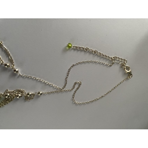 304 - Silver 925 Pearls & Peridots Bracelet and Earrings Set (30gr)