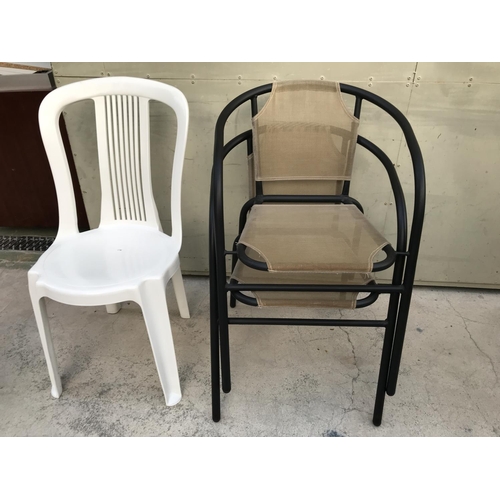 404 - x2 Metal Garden Stacking Chairs and Plastic One