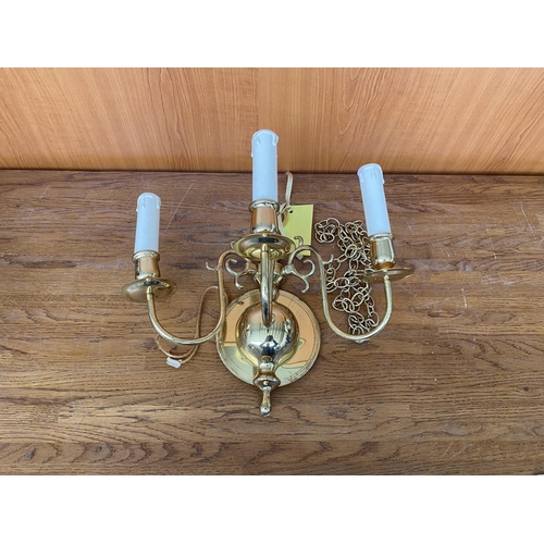 419 - Solid Brass 3-Arm Wall Light