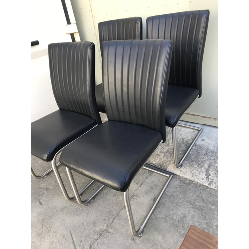 448 - x4 Metal Leatherette Dining Chairs