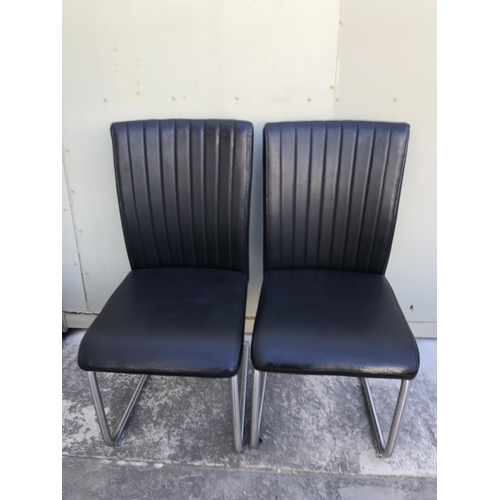 448 - x4 Metal Leatherette Dining Chairs