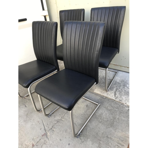 449 - x4 Metal Leatherette Dining Chairs