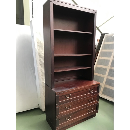 504 - Teak Wood Finland 2-Piece Bookcase with 3 Bottom Drawers (90 W. x 47 D. x 200cm H.)