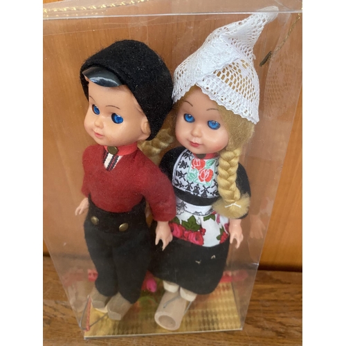 533 - Vintage Hand Made Boy & Girl Dutch Dolls with Movable Eyes in Traditional Dresses Taken Back 19/1/24