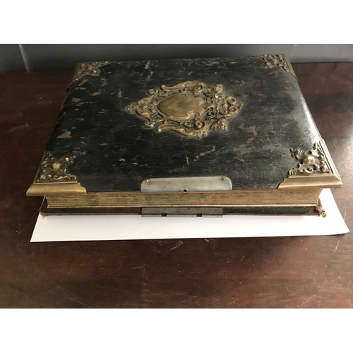 548 - Antique Photo Album with Brass Decoration and Antique Photos