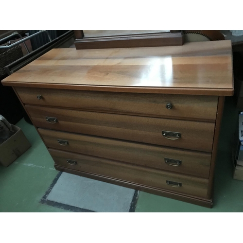 549 - Large Vintage Wooden Dressing Table with Top Mirror and 4 Drawers (130 W. x 54 D. x 90/190cm H.)