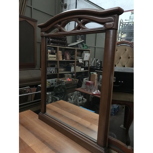 549 - Large Vintage Wooden Dressing Table with Top Mirror and 4 Drawers (130 W. x 54 D. x 90/190cm H.)