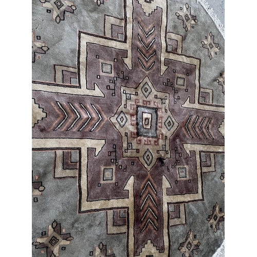 568 - Round Silk Geometric Design Carpet Hand made (150cm Diameter) Taken Back