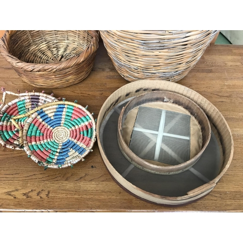 612 - Collection of Traditional Woven Cyprus Baskets and Sieves