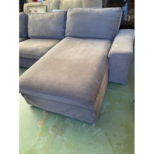 616 - Large 'Ikea' 4-Seat Brown/Grey Sofa with Chaise Longue (320 W. x 165cm D.)