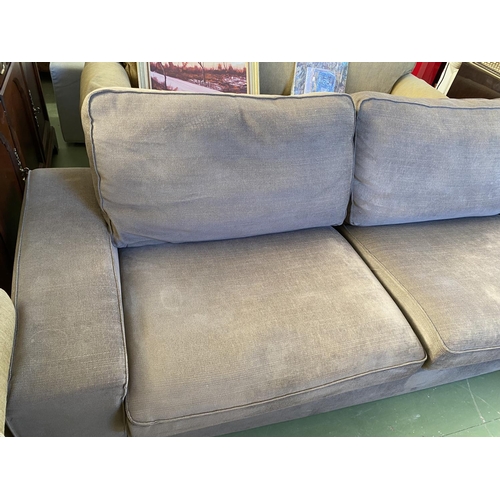 616 - Large 'Ikea' 4-Seat Brown/Grey Sofa with Chaise Longue (320 W. x 165cm D.)