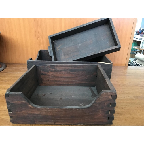 622 - x3 Antique Wooden Storage Containers