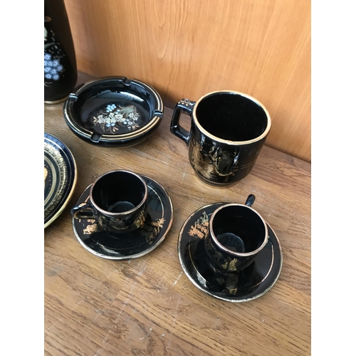 644 - Hand Made in Greece and 'Mosis' Cyprus Ceramic Cups, Saucers and Other (Vase Top Chipped)