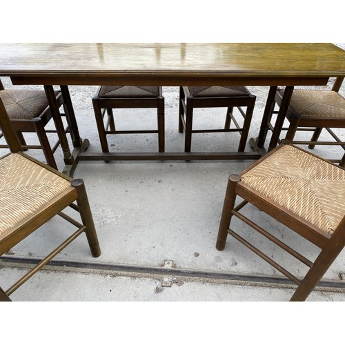 672 - Vintage Retro Dining Table with 6 Matching Chairs (Top Needs Attention)