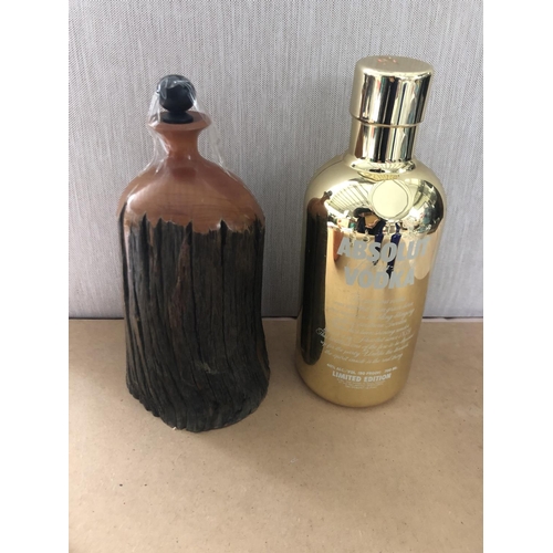 221 - Collectable Bottles, x2 Blue Glass Vases and Other