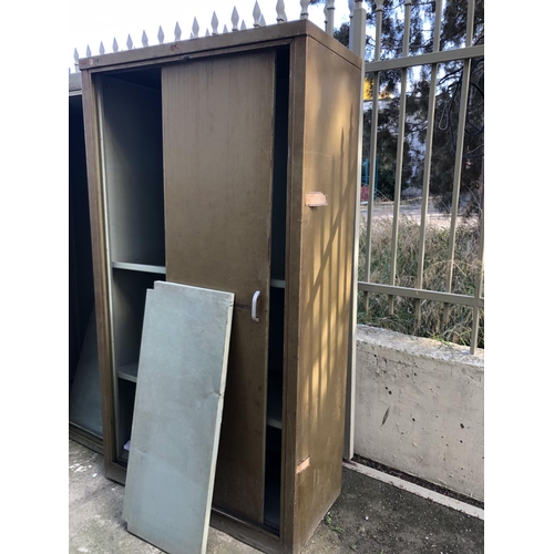 108 - Metal Outdoor Storage Cabinet with Sliding Doors (A/F - Missing Door - 100 W. x 46 D. x 183cm H.)