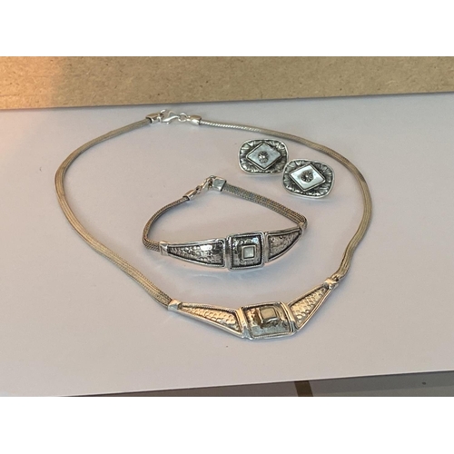 61 - Vintage Silver 925 Sfyrilato Set of Necklace, Bracelet and Earrings (35gr)