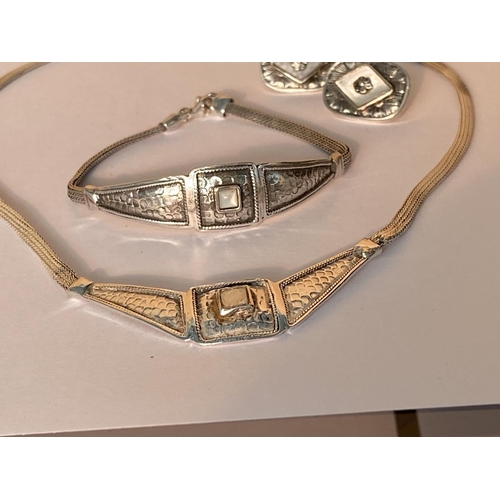 61 - Vintage Silver 925 Sfyrilato Set of Necklace, Bracelet and Earrings (35gr)