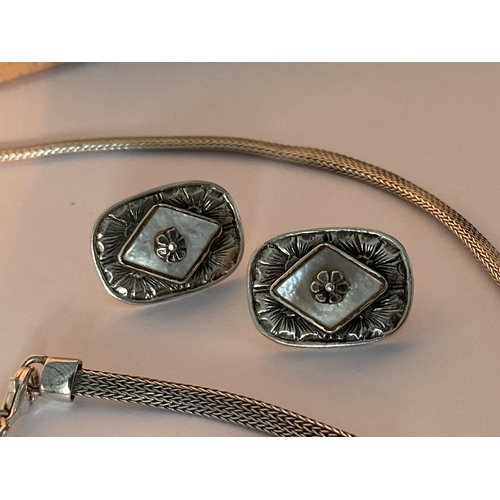 61 - Vintage Silver 925 Sfyrilato Set of Necklace, Bracelet and Earrings (35gr)