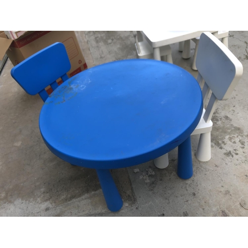 232 - Child's Circular Plastic Table and 2 Chairs (A/F)