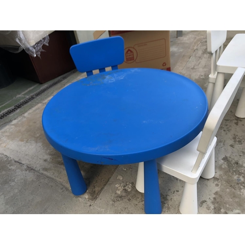 232 - Child's Circular Plastic Table and 2 Chairs (A/F)