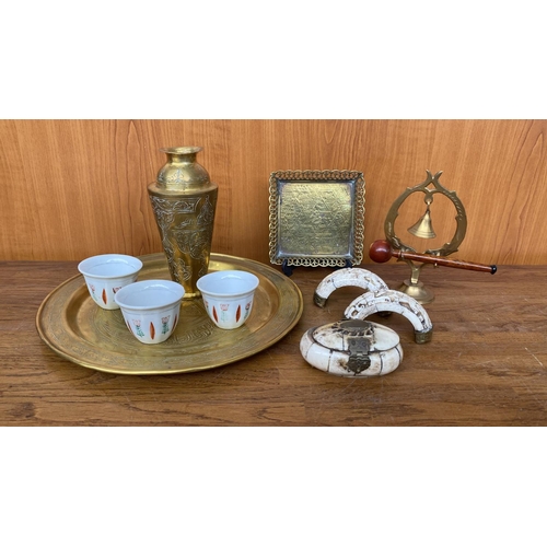 195 - Collection of Vintage Brass and Bone Items