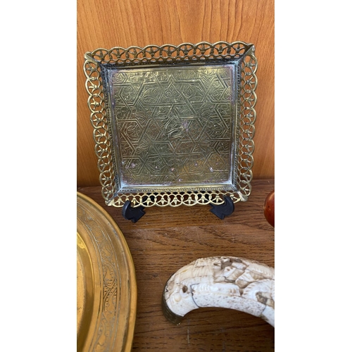 195 - Collection of Vintage Brass and Bone Items