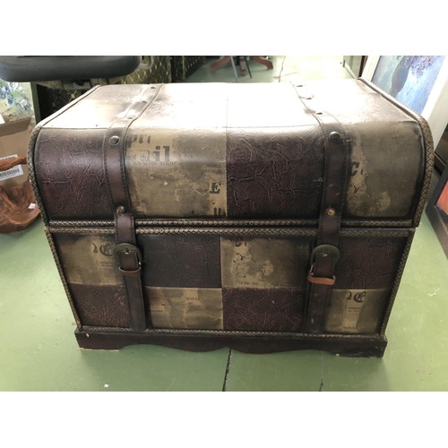 205 - Vintage Wooden Hardboard Trunk Covered with Leather (55 W. x 40 D. x 42cm H.)