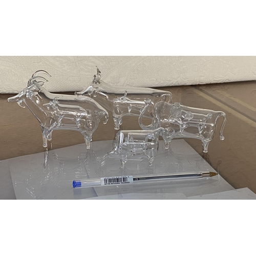 203 - Collection of 4 Roberto Niederer Style Hand Blown Art Glass Animal in Animal Figurines