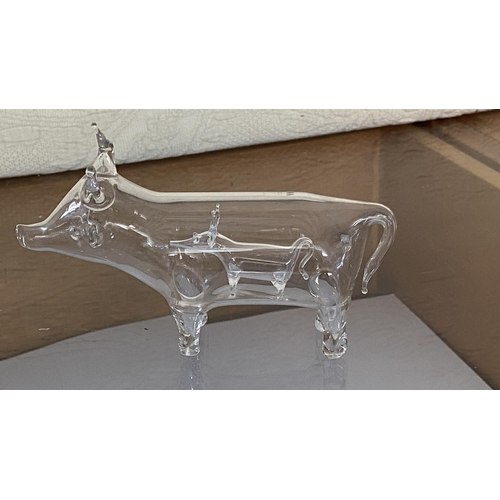 203 - Collection of 4 Roberto Niederer Style Hand Blown Art Glass Animal in Animal Figurines