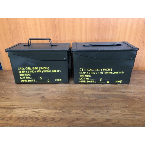 216 - x2 Vintage Metal Military Boxes