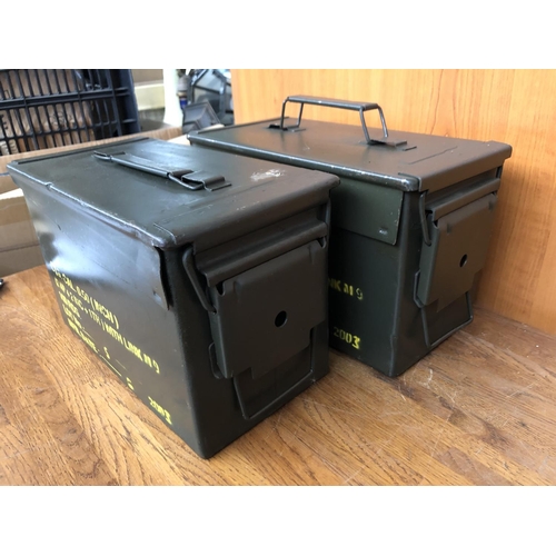 216 - x2 Vintage Metal Military Boxes
