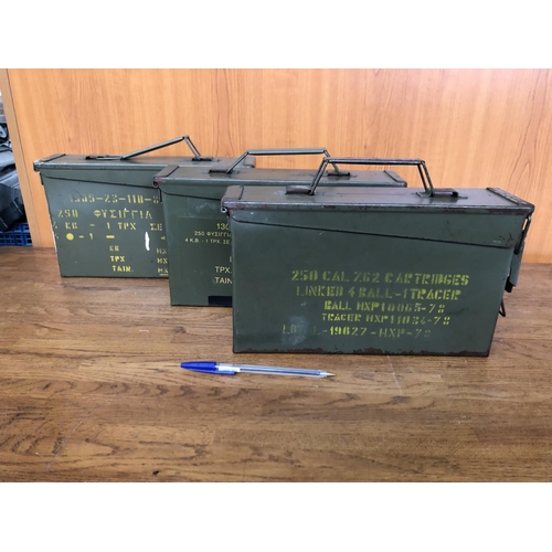 217 - x3 Vintage Metal Military Boxes