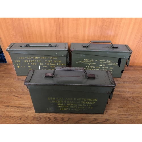 217 - x3 Vintage Metal Military Boxes