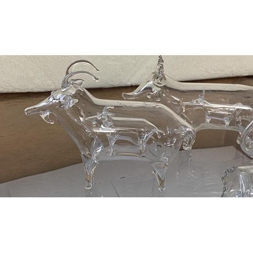 203 - Collection of 4 Roberto Niederer Style Hand Blown Art Glass Animal in Animal Figurines