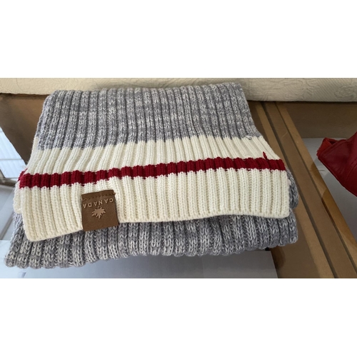 188 - Alexi Andriotti Real Leather Red Cap Together with Canada Grey Knitted Scarf