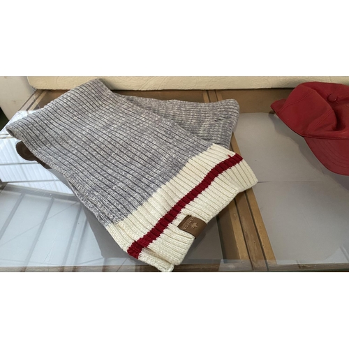188 - Alexi Andriotti Real Leather Red Cap Together with Canada Grey Knitted Scarf