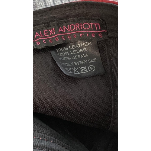 188 - Alexi Andriotti Real Leather Red Cap Together with Canada Grey Knitted Scarf