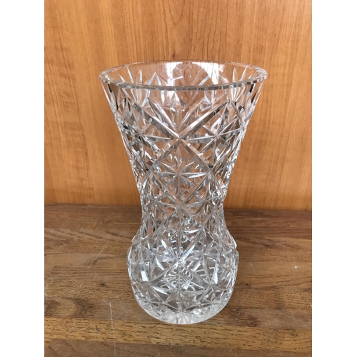 485 - Hand Cut Crystal Vase (20cm H.)