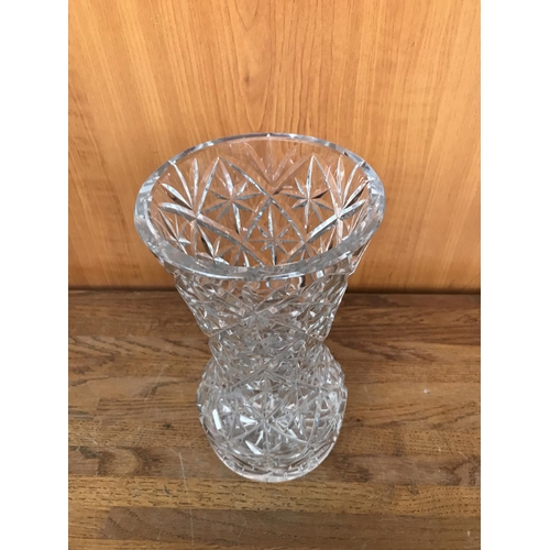 485 - Hand Cut Crystal Vase (20cm H.)
