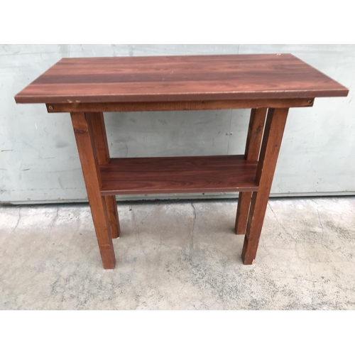 93 - Wooden Outdoor 2-Tier Side Table - Code N/A (A/F - 82 W. x 41 D. x 76cm H.)