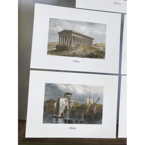 432 - x5 Vintage Coloured Greek Engravings Reprints of 1833