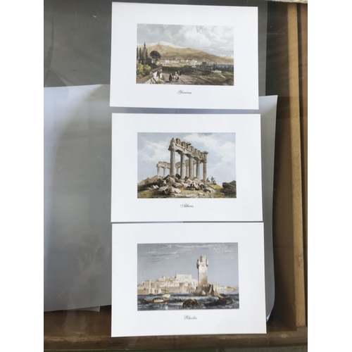 432 - x5 Vintage Coloured Greek Engravings Reprints of 1833