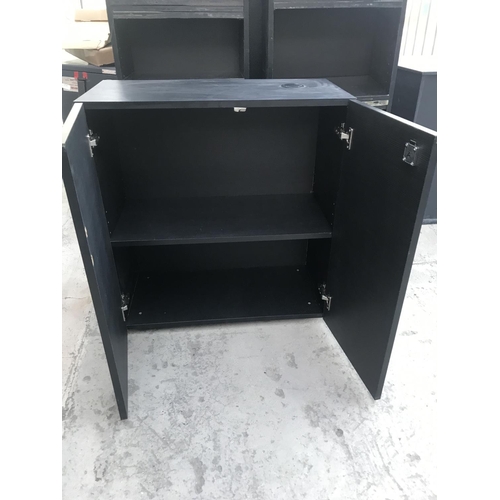 449 - Small Black Wooden Office Filing/Storage Cabinet (73 W. x 36 D. x 78cm H.)