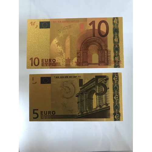 457 - Gold Foil Plated Notes of 5 and 10 Euro for Collectors